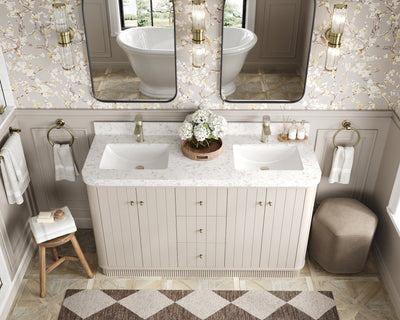 Houston 60 in. W x 22 in. D Free Standing Curved Edge Double Sink Bathroom Vanity - Willow Bath and Vanity