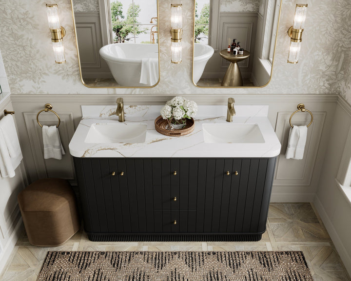 Houston 60 in. W x 22 in. D Free Standing Curved Edge Double Sink Bathroom Vanity - photo 13