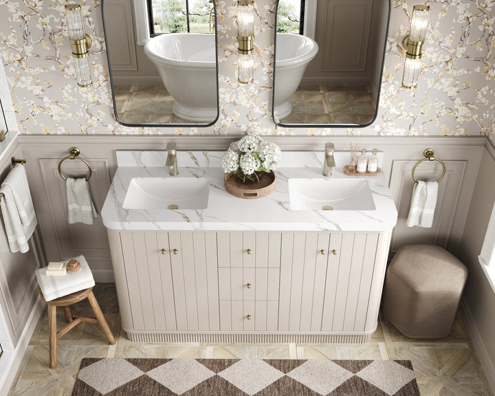 Houston 60 in. W x 22 in. D Free Standing Curved Edge Double Sink Bathroom Vanity - photo 9