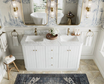 Houston 60 in. W x 22 in. D Free Standing Curved Edge Double Sink Bathroom Vanity - Willow Bath and Vanity