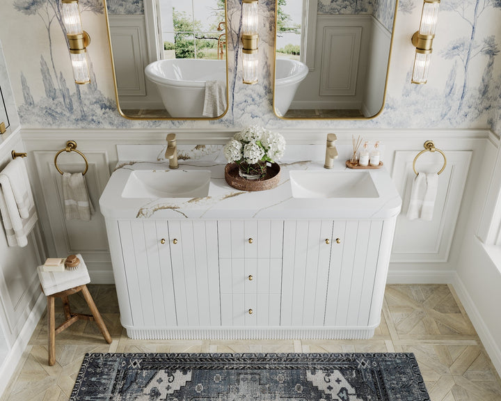 Houston 60 in. W x 22 in. D Free Standing Curved Edge Double Sink Bathroom Vanity - photo 7