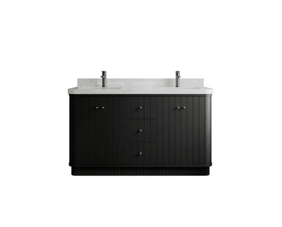 Houston 60 in. W x 22 in. D Free Standing Curved Edge Double Sink Bathroom Vanity - Willow Bath and Vanity