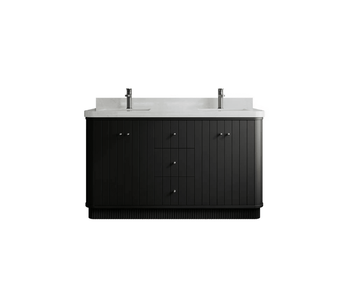 Houston 60 in. W x 22 in. D Free Standing Curved Edge Double Sink Bathroom Vanity - photo 1