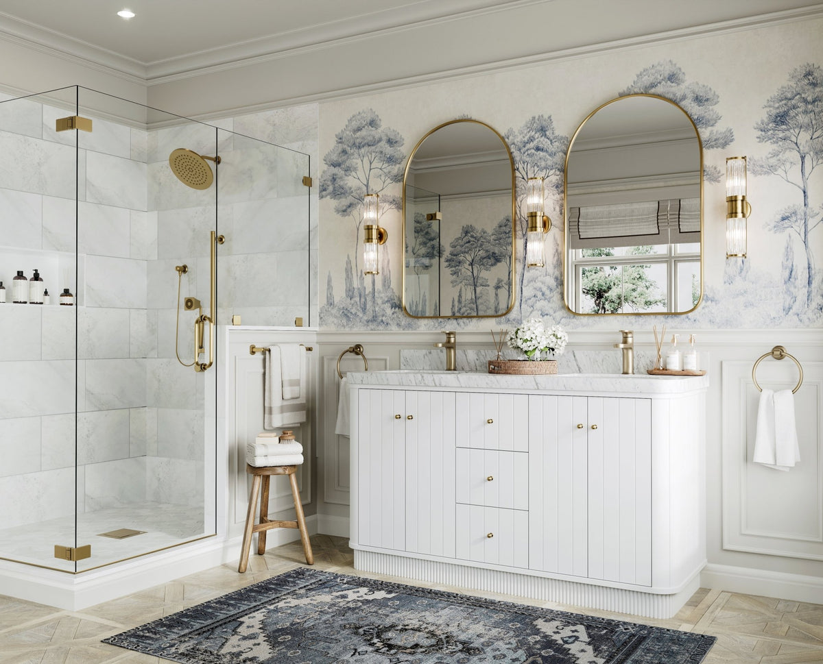 Houston 60 in. W x 22 in. D Free Standing Curved Edge Double Sink Bathroom Vanity - Willow Bath and Vanity