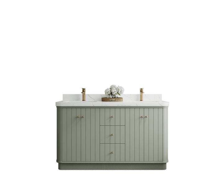 Houston 60 in. W x 22 in. D Free Standing Curved Edge Double Sink Bathroom Vanity - photo 1