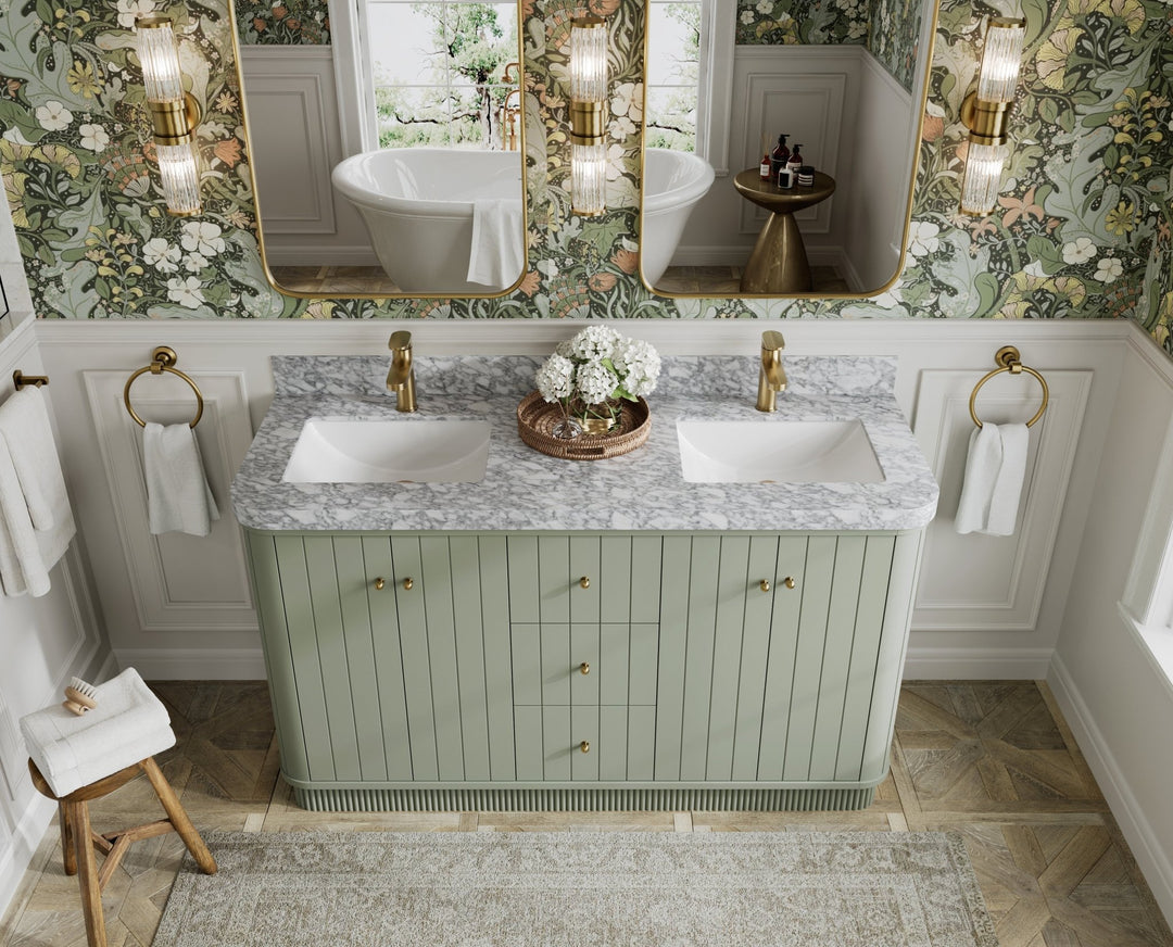 Houston 60 in. W x 22 in. D Free Standing Curved Edge Double Sink Bathroom Vanity - Willow Bath and Vanity