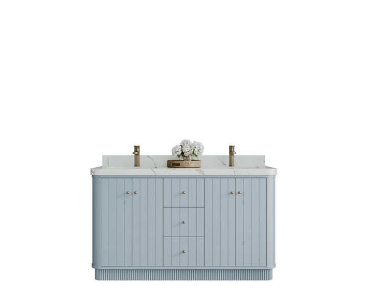 Houston 60 in. W x 22 in. D Free Standing Curved Edge Double Sink Bathroom Vanity - photo 1