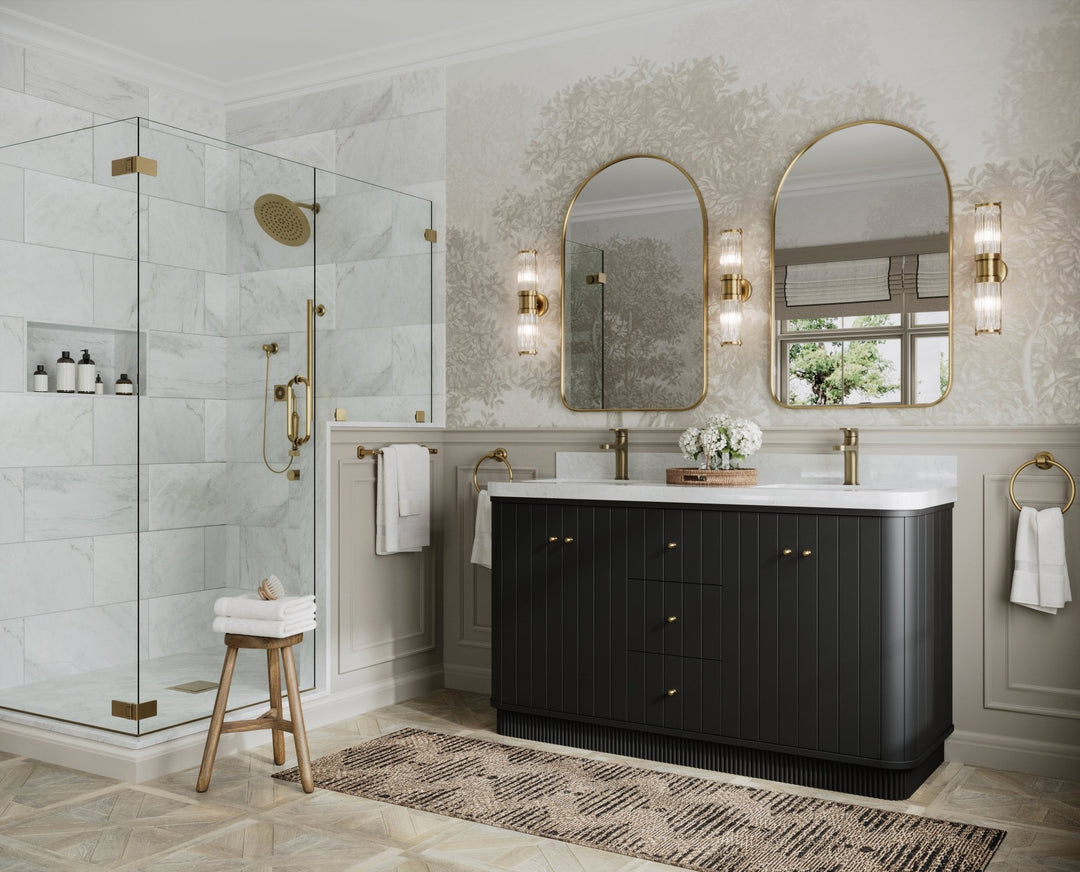 Houston 60 in. W x 22 in. D Free Standing Curved Edge Double Sink Bathroom Vanity - Willow Bath and Vanity