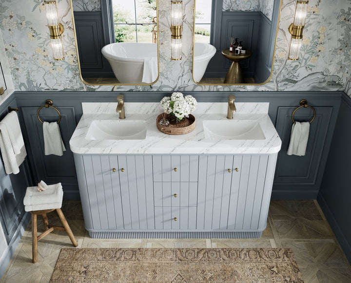 Houston 60 in. W x 22 in. D Free Standing Curved Edge Double Sink Bathroom Vanity - photo 9