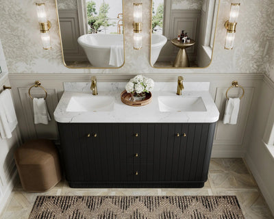 Houston 60 in. W x 22 in. D Free Standing Curved Edge Double Sink Bathroom Vanity - Willow Bath and Vanity