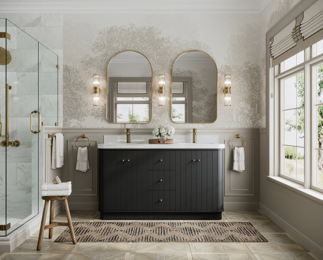 Houston 60 in. W x 22 in. D Free Standing Curved Edge Double Sink Bathroom Vanity - Willow Bath and Vanity