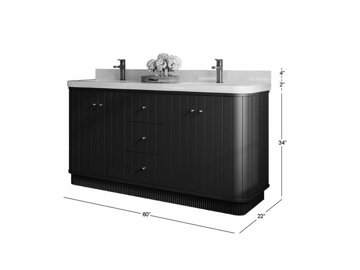 Houston 60 in. W x 22 in. D Free Standing Curved Edge Double Sink Bathroom Vanity - photo 5