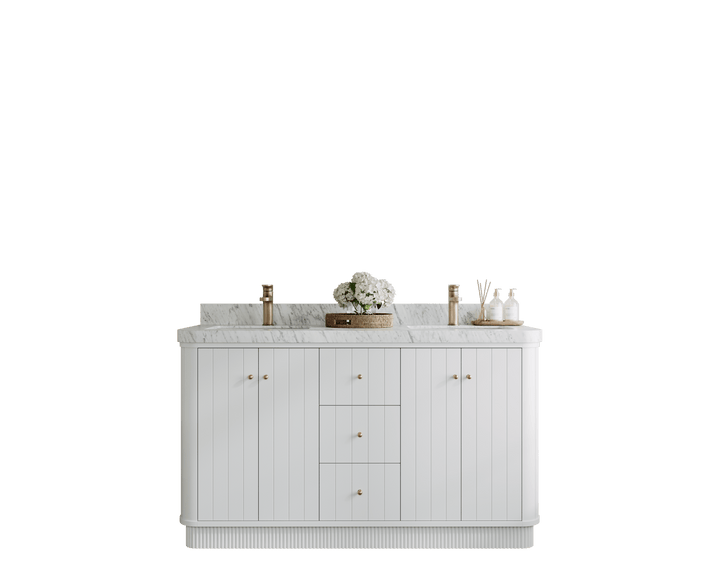 Houston 60 in. W x 22 in. D Free Standing Curved Edge Double Sink Bathroom Vanity - photo 1