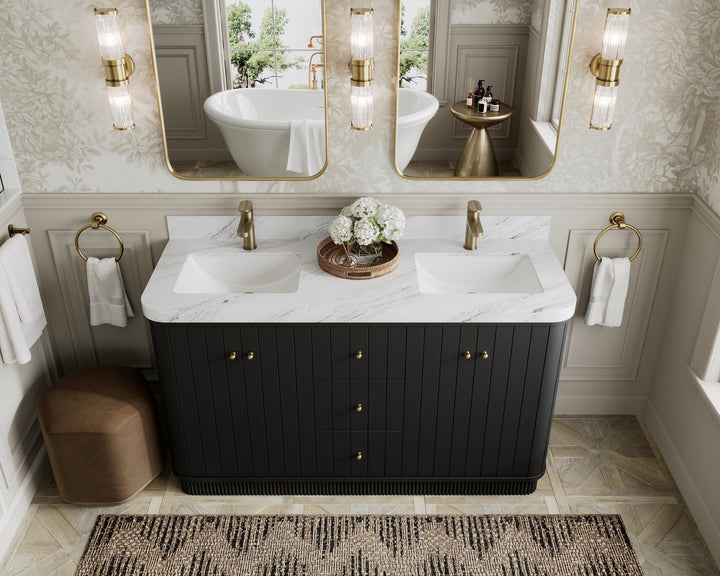 Houston 60 in. W x 22 in. D Free Standing Curved Edge Double Sink Bathroom Vanity - photo 7