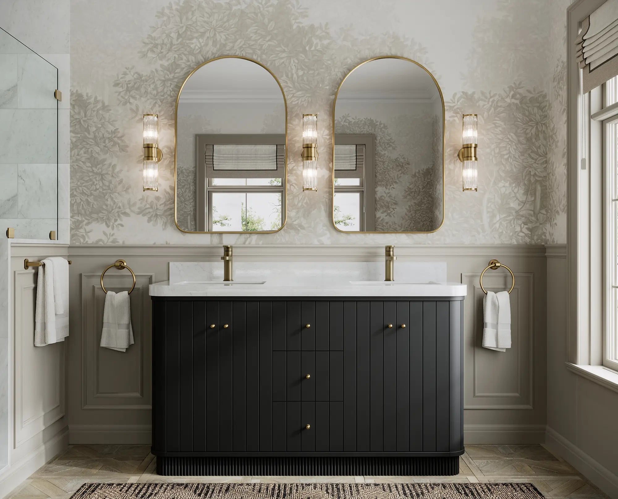 Houston 60 in. W x 22 in. D Free Standing Curved Edge Double Sink Bathroom Vanity - Willow Bath and Vanity