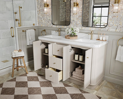 Houston 60 in. W x 22 in. D Free Standing Curved Edge Double Sink Bathroom Vanity - Willow Bath and Vanity