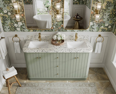 Houston 60 in. W x 22 in. D Free Standing Curved Edge Double Sink Bathroom Vanity - Willow Bath and Vanity