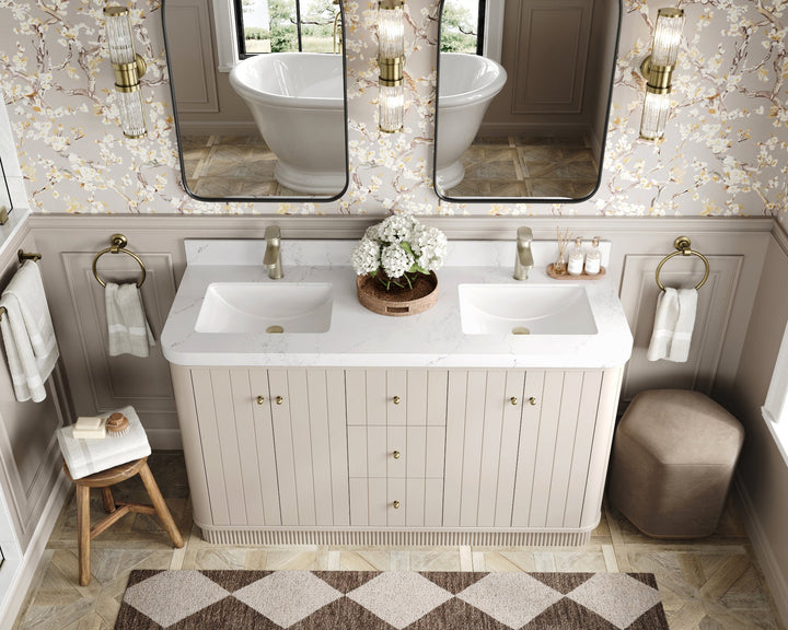 Houston 60 in. W x 22 in. D Free Standing Curved Edge Double Sink Bathroom Vanity - photo 7