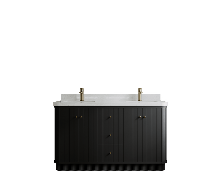 Houston 60 in. W x 22 in. D Free Standing Curved Edge Double Sink Bathroom Vanity - photo 1