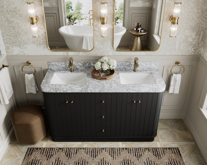 Houston 60 in. W x 22 in. D Free Standing Curved Edge Double Sink Bathroom Vanity - photo 11