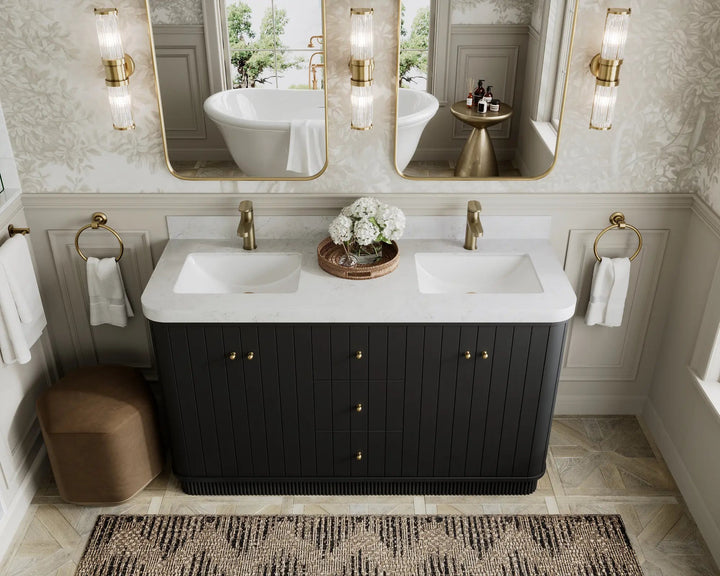 Houston 60 in. W x 22 in. D Free Standing Curved Edge Double Sink Bathroom Vanity - photo 7