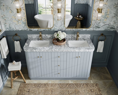 Houston 60 in. W x 22 in. D Free Standing Curved Edge Double Sink Bathroom Vanity - Willow Bath and Vanity