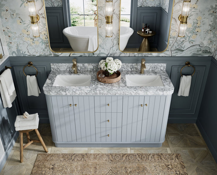 Houston 60 in. W x 22 in. D Free Standing Curved Edge Double Sink Bathroom Vanity - photo 13