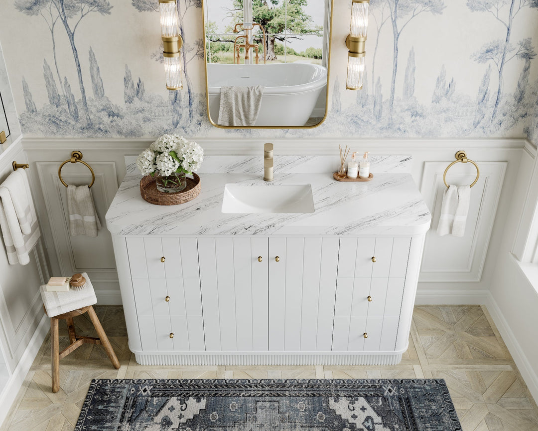 Houston 60 in. W x 22 in. D Free Standing Curved Edge Single Sink Bathroom Vanity - Willow Bath and Vanity