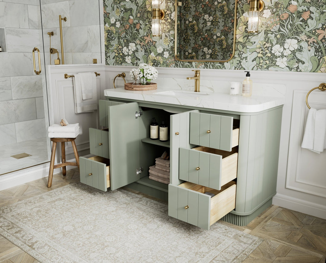 Houston 60 in. W x 22 in. D Free Standing Curved Edge Single Sink Bathroom Vanity - Willow Bath and Vanity