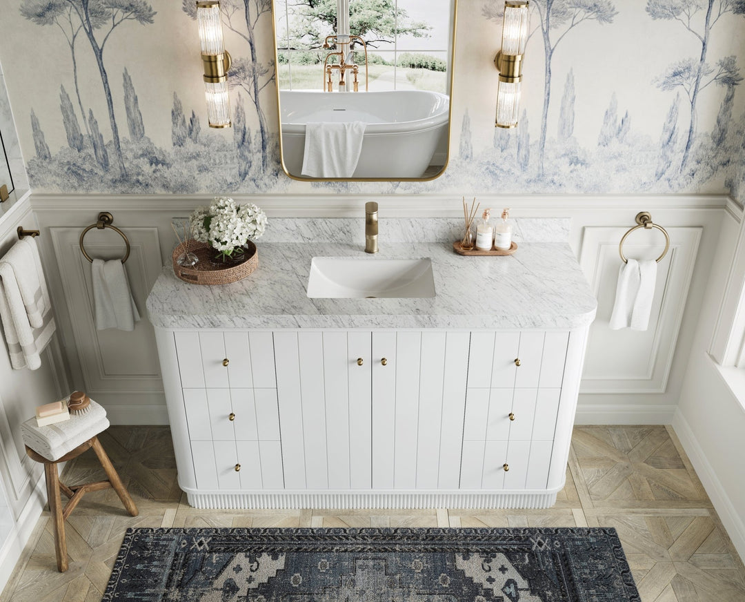 Houston 60 in. W x 22 in. D Free Standing Curved Edge Single Sink Bathroom Vanity - Willow Bath and Vanity