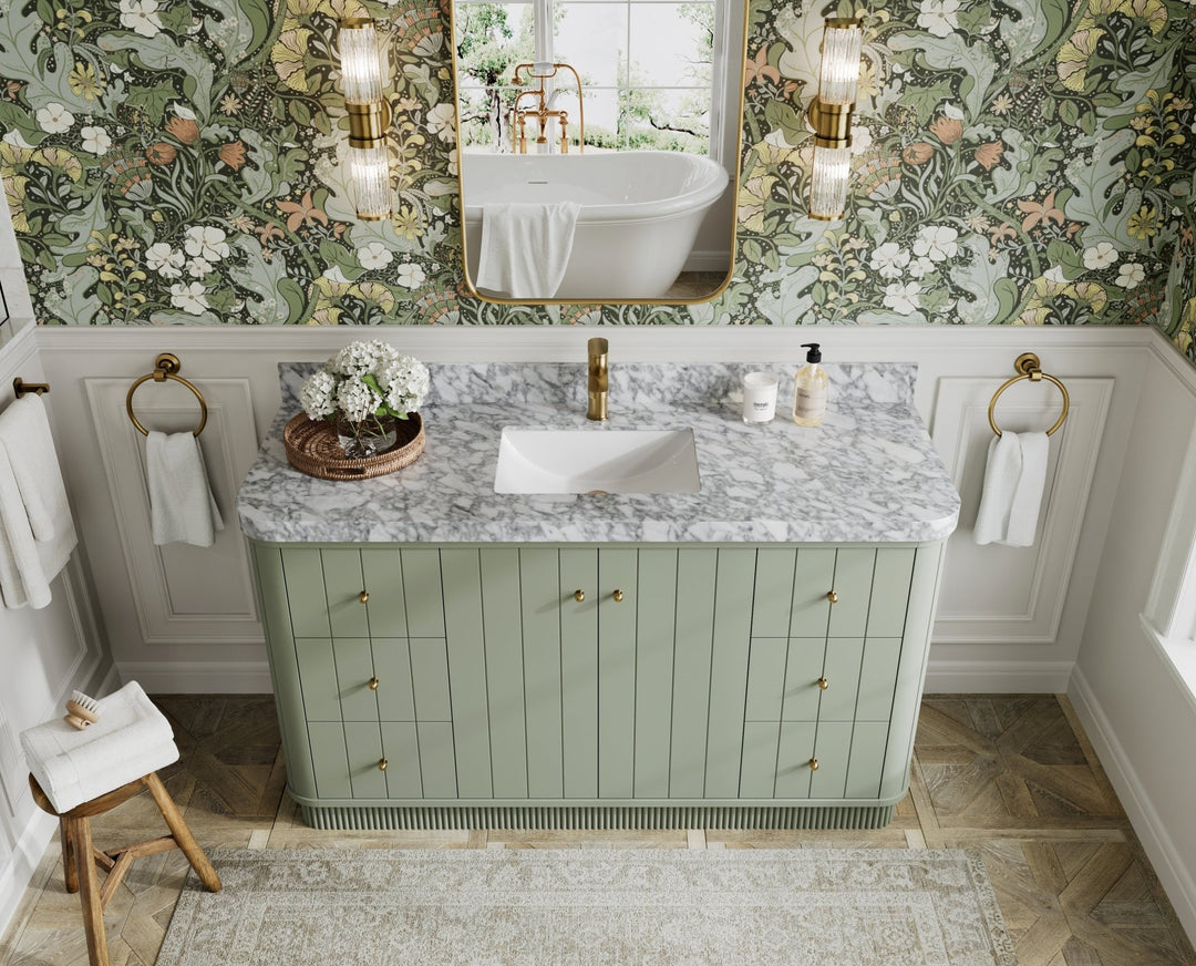 Houston 60 in. W x 22 in. D Free Standing Curved Edge Single Sink Bathroom Vanity - Willow Bath and Vanity
