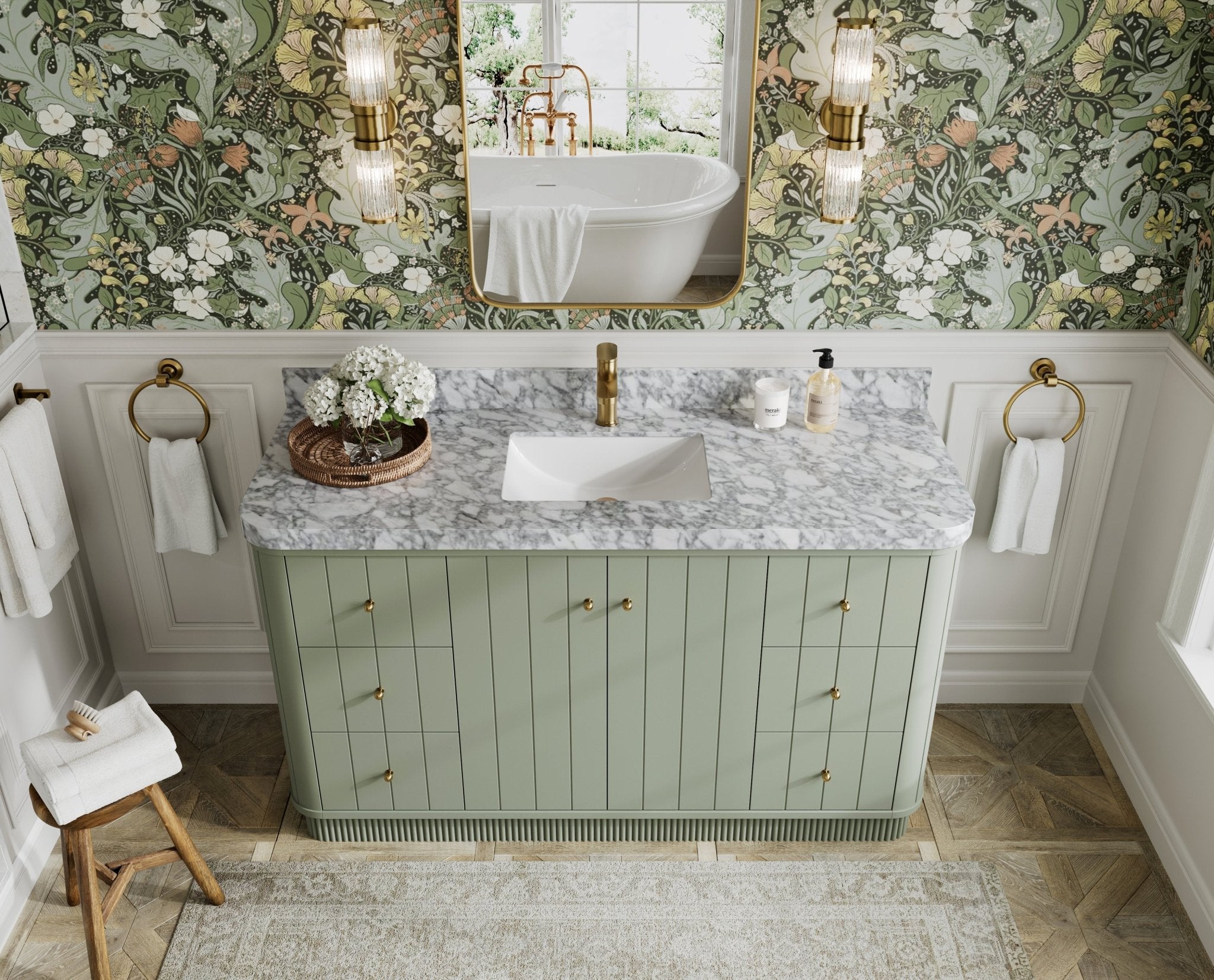 Houston 60 in. W x 22 in. D Free Standing Curved Edge Single Sink Bathroom Vanity - Willow Bath and Vanity