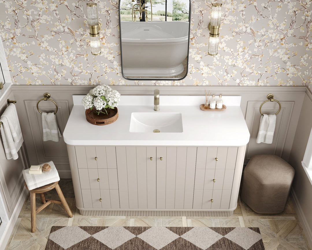 Houston 60 in. W x 22 in. D Free Standing Curved Edge Single Sink Bathroom Vanity - Willow Bath and Vanity