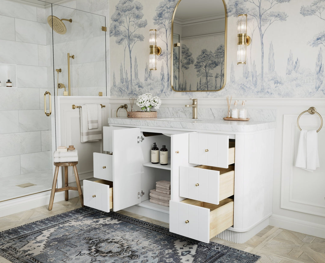 Houston 60 in. W x 22 in. D Free Standing Curved Edge Single Sink Bathroom Vanity - Willow Bath and Vanity