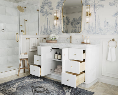 Houston 60 in. W x 22 in. D Free Standing Curved Edge Single Sink Bathroom Vanity - Willow Bath and Vanity