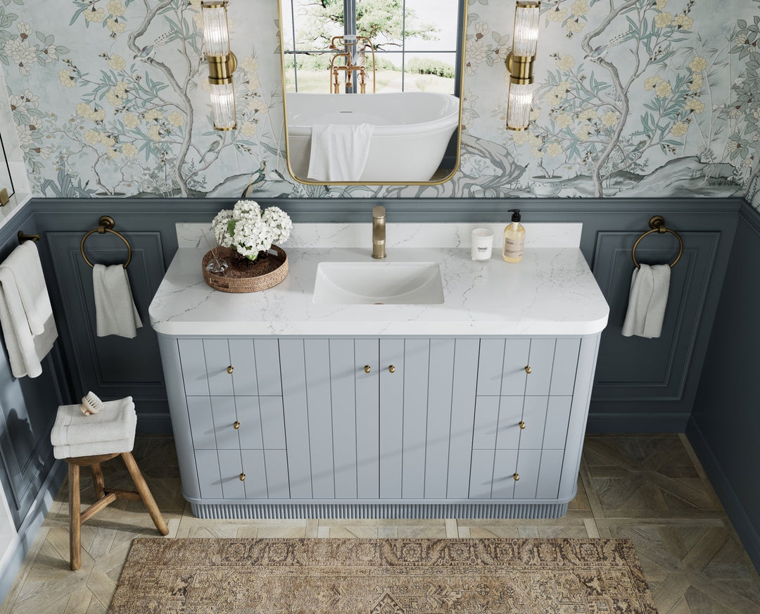 Houston 60 in. W x 22 in. D Free Standing Curved Edge Single Sink Bathroom Vanity - Willow Bath and Vanity