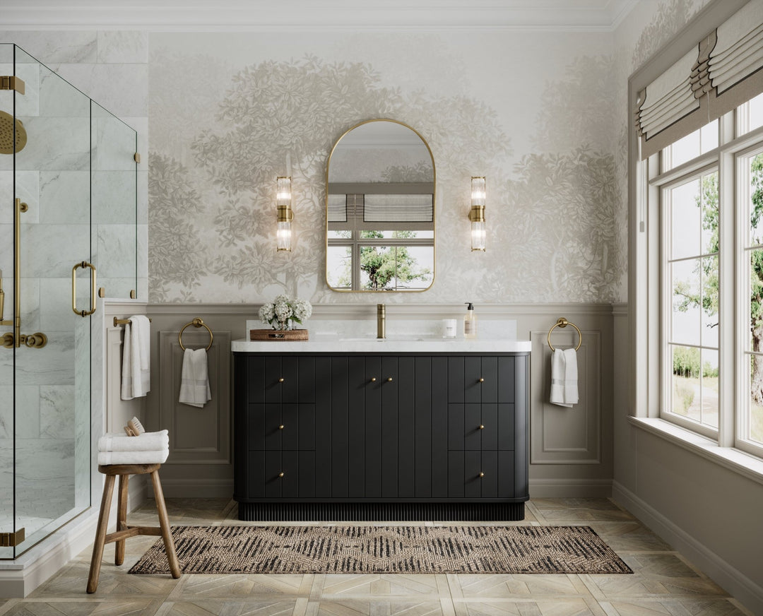 Houston 60 in. W x 22 in. D Free Standing Curved Edge Single Sink Bathroom Vanity - Willow Bath and Vanity