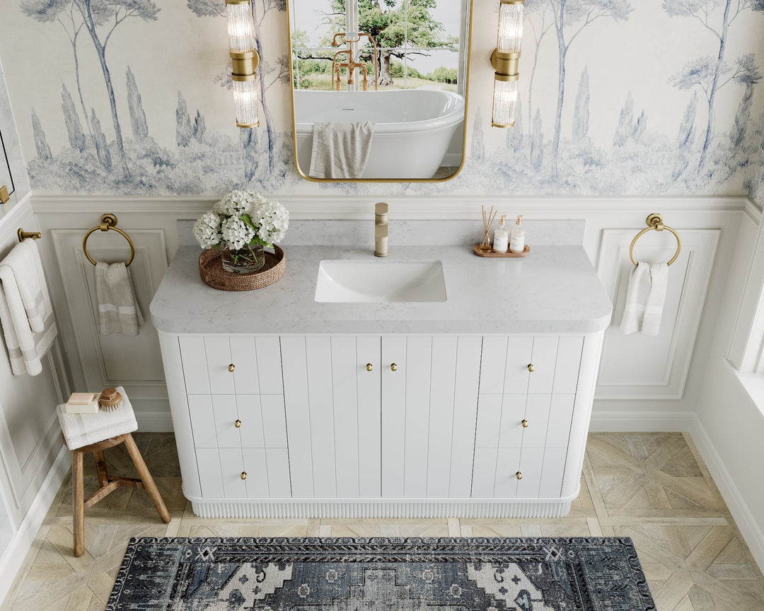 Houston 60 in. W x 22 in. D Free Standing Curved Edge Single Sink Bathroom Vanity - Willow Bath and Vanity