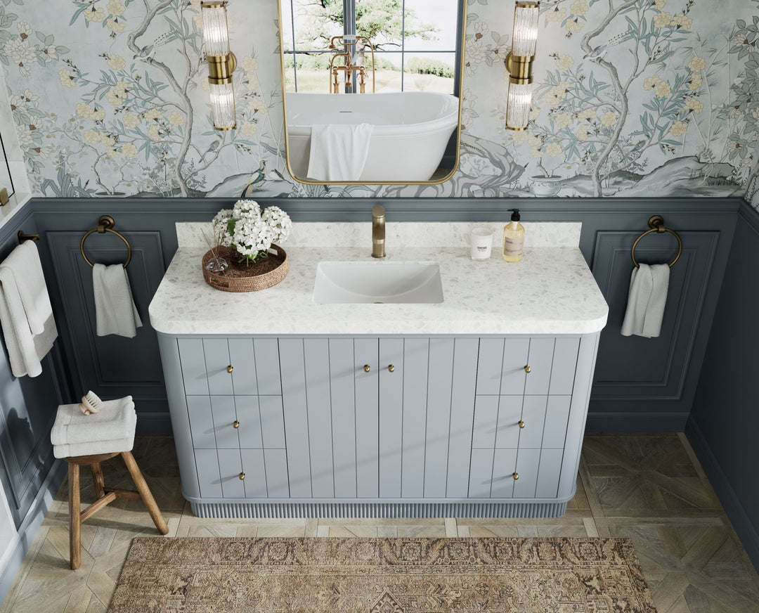 Houston 60 in. W x 22 in. D Free Standing Curved Edge Single Sink Bathroom Vanity - Willow Bath and Vanity