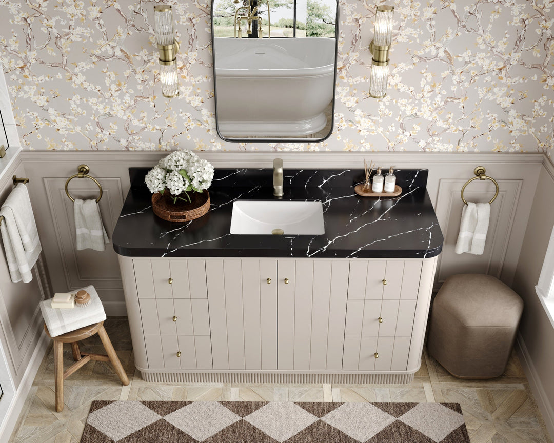 Houston 60 in. W x 22 in. D Free Standing Curved Edge Single Sink Bathroom Vanity - Willow Bath and Vanity