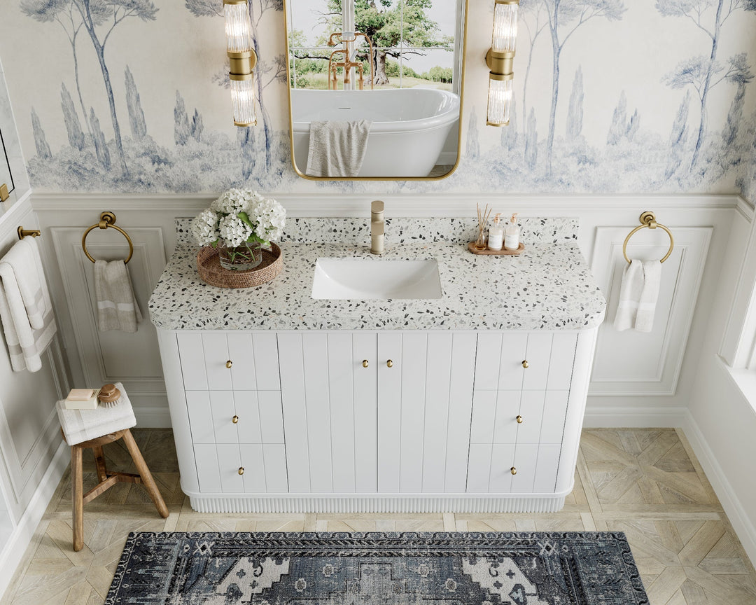 Houston 60 in. W x 22 in. D Free Standing Curved Edge Single Sink Bathroom Vanity - Willow Bath and Vanity