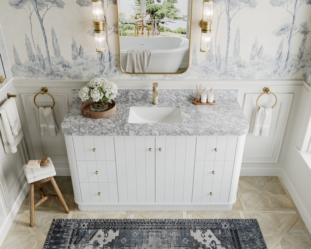 Houston 60 in. W x 22 in. D Free Standing Curved Edge Single Sink Bathroom Vanity - Willow Bath and Vanity