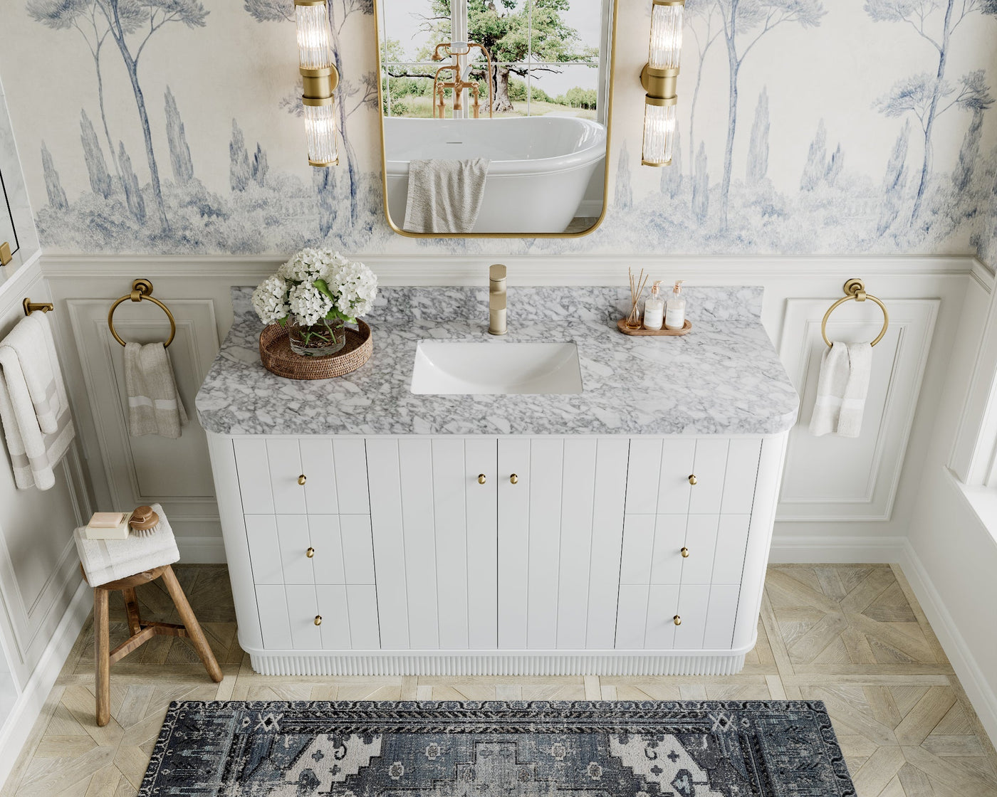 Houston 60 in. W x 22 in. D Free Standing Curved Edge Single Sink Bathroom Vanity