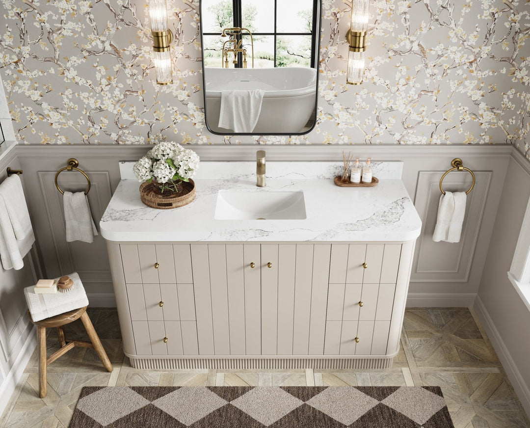 Houston 60 in. W x 22 in. D Free Standing Curved Edge Single Sink Bathroom Vanity - Willow Bath and Vanity