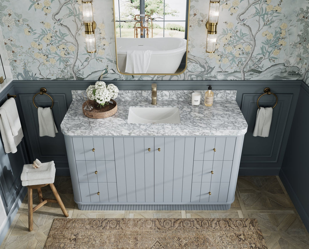 Houston 60 in. W x 22 in. D Free Standing Curved Edge Single Sink Bathroom Vanity - Willow Bath and Vanity