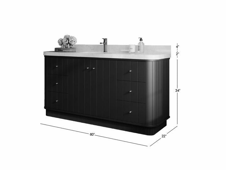 Houston 60 in. W x 22 in. D Free Standing Curved Edge Single Sink Bathroom Vanity - photo 5