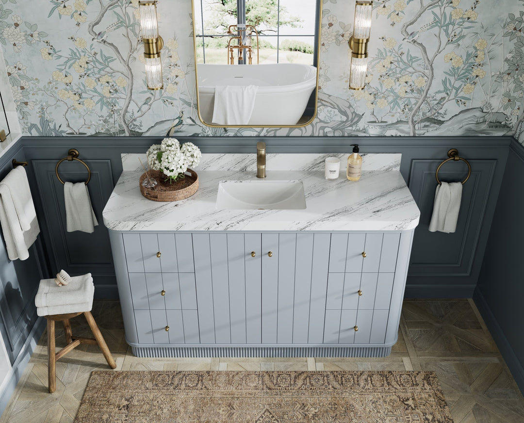 Houston 60 in. W x 22 in. D Free Standing Curved Edge Single Sink Bathroom Vanity - Willow Bath and Vanity