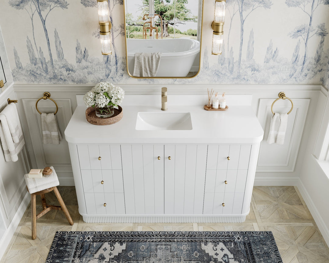 Houston 60 in. W x 22 in. D Free Standing Curved Edge Single Sink Bathroom Vanity - Willow Bath and Vanity