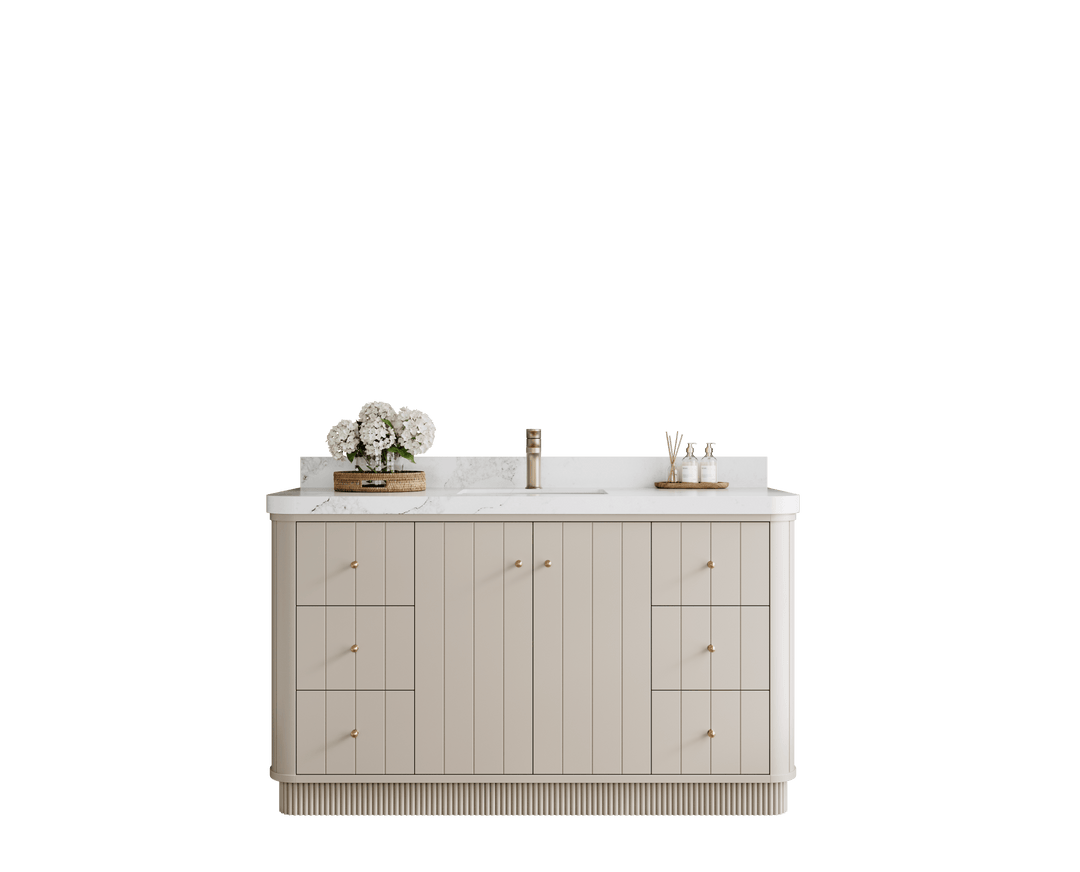 Houston 60 in. W x 22 in. D Free Standing Curved Edge Single Sink Bathroom Vanity - Willow Bath and Vanity