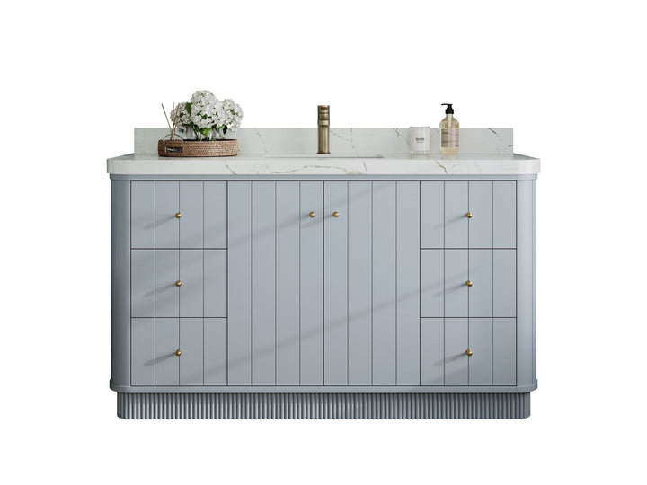 Houston 60 in. W x 22 in. D Free Standing Curved Edge Single Sink Bathroom Vanity - photo 1